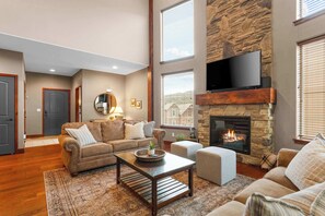 TV, fireplace, offices