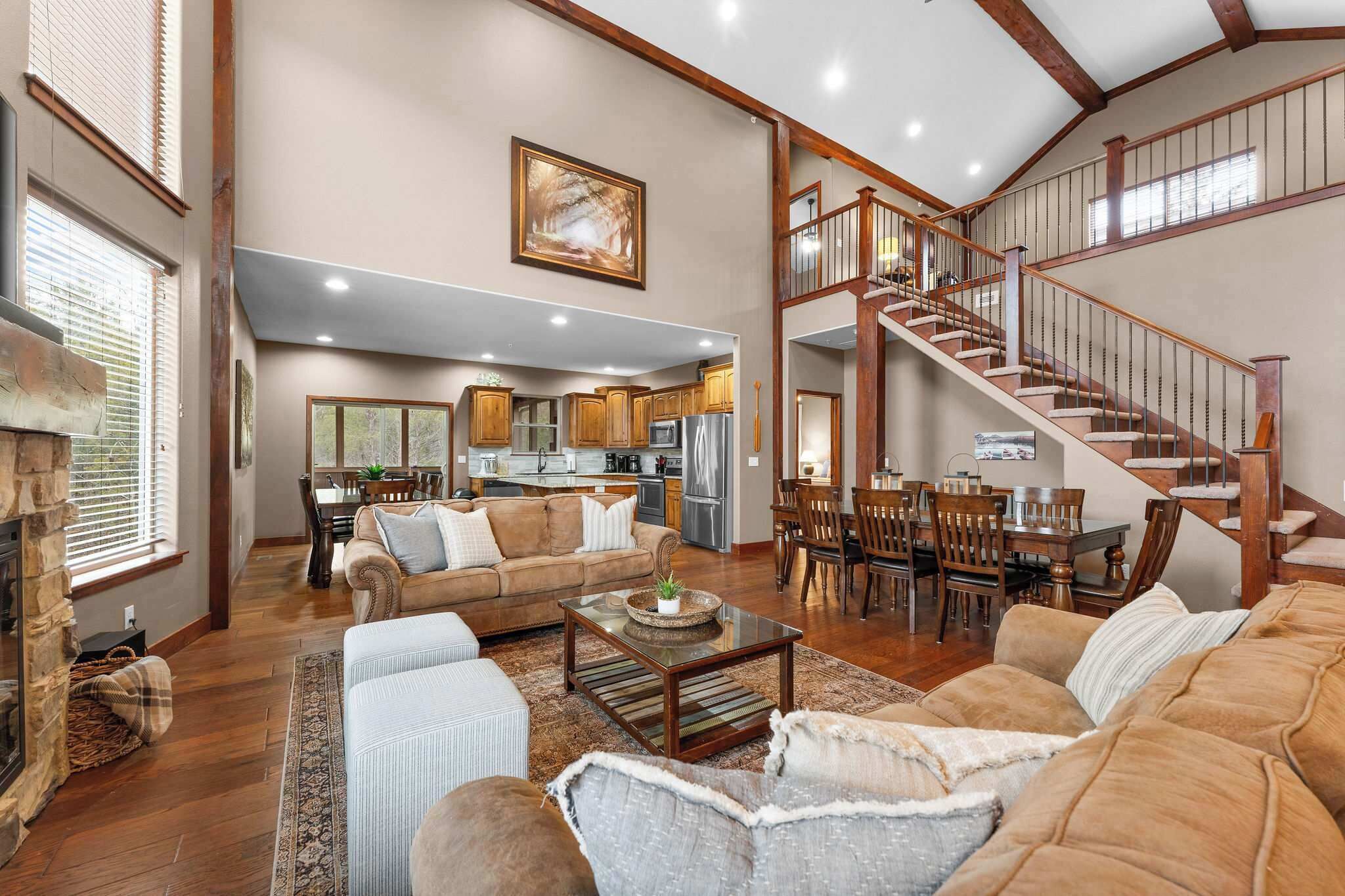 TV, fireplace, offices