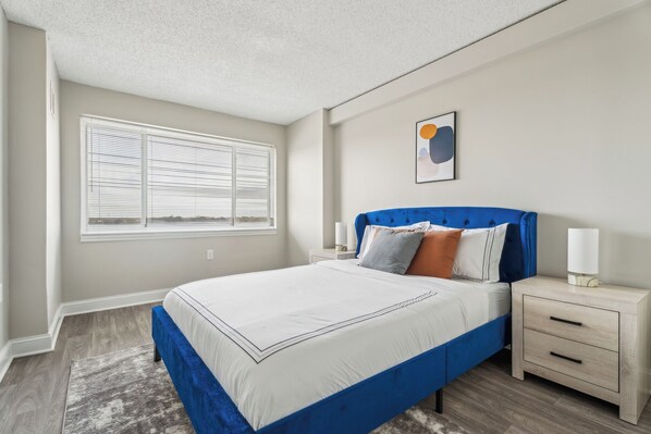 2 bedrooms, desk, iron/ironing board, travel cot