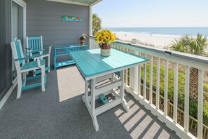 Outdoor dining - Oceanfront 2 BR Condo with a Shared Pool! Sea Cloisters I 204A (Surfside Beach)