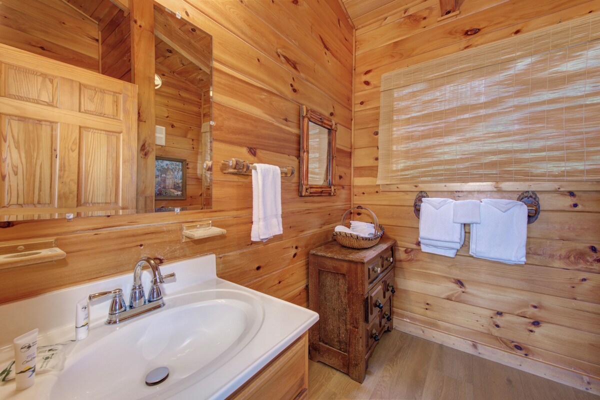 Photo 57 of Charming Log Cabin w/ a Private Hot Tub, Pool Table, Outdoor Fireplace