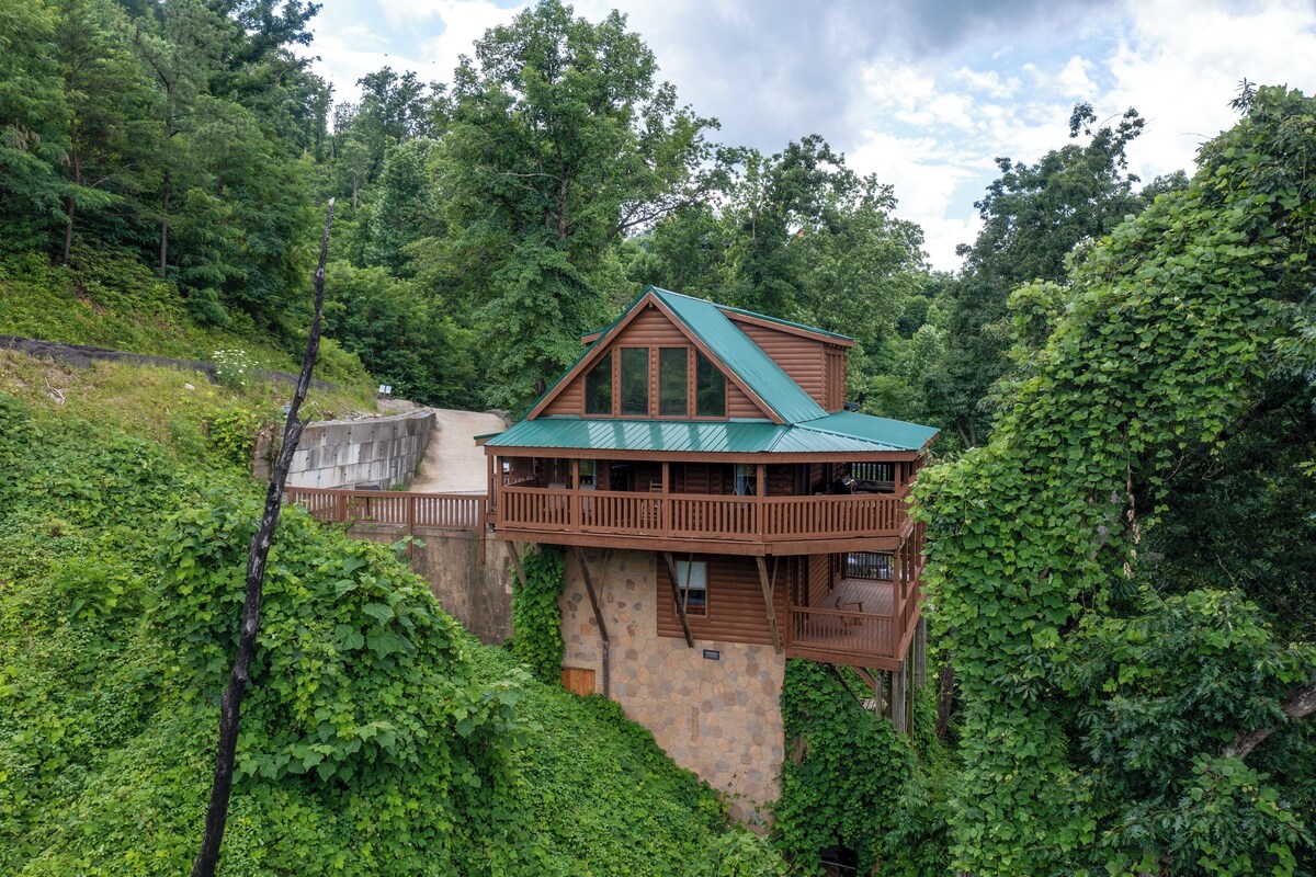 Photo 77 of Charming Log Cabin w/ a Private Hot Tub, Pool Table, Outdoor Fireplace
