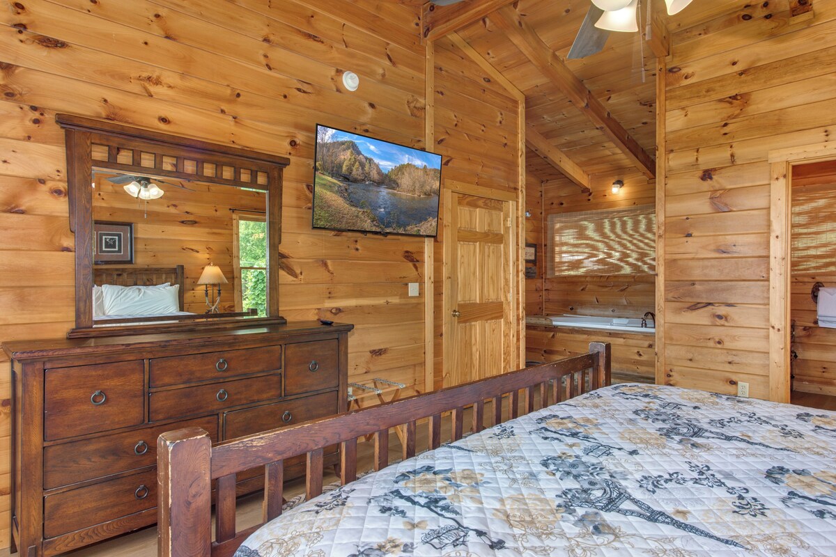 Photo 55 of Charming Log Cabin w/ a Private Hot Tub, Pool Table, Outdoor Fireplace