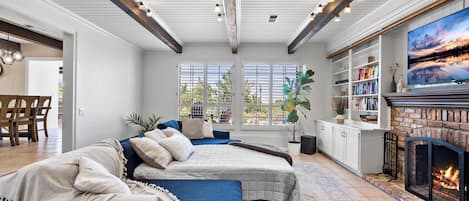 Smart TV, fireplace, computer monitors, printers