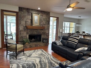 Smart TV, fireplace, offices, printers