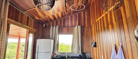 Fridge, oven, stovetop, electric kettle