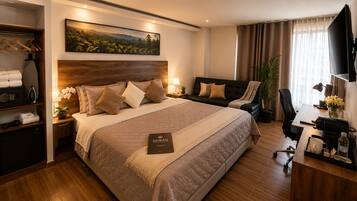 Edredón, camas Select Comfort y escritorio