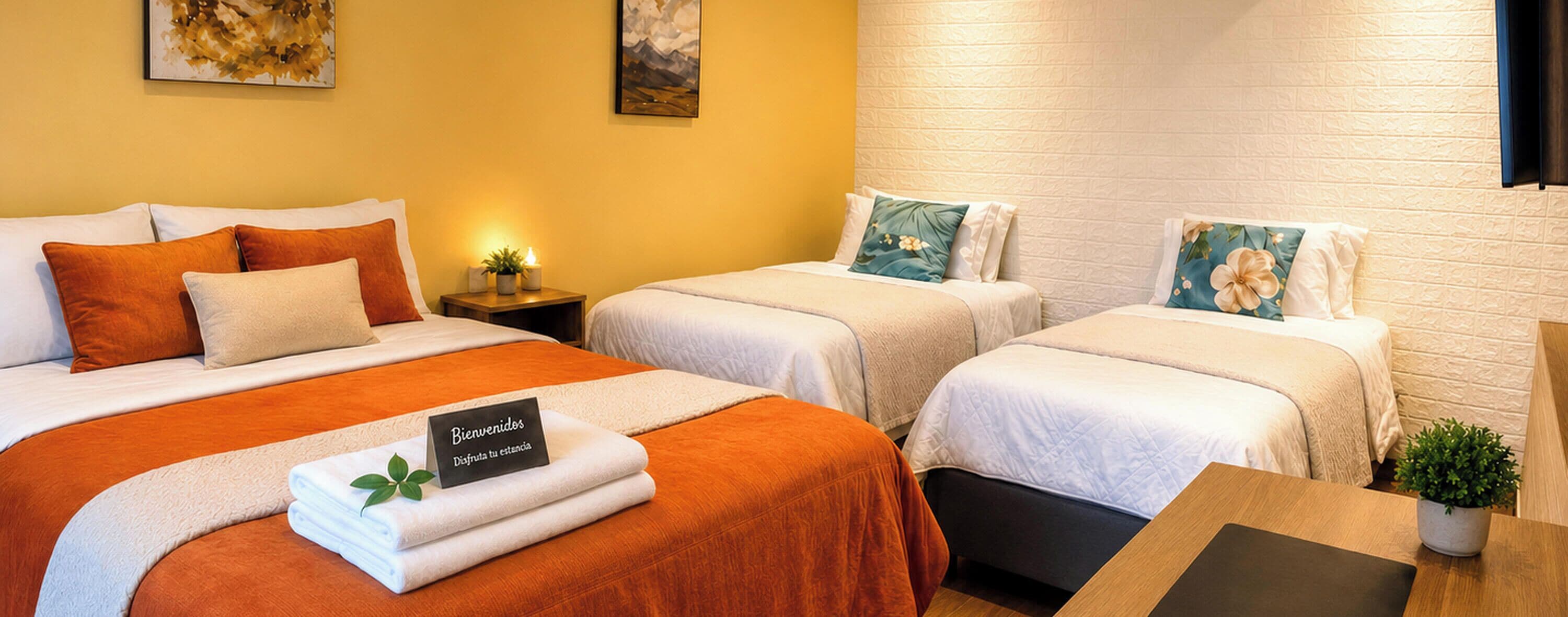 Habitació quàdruple familiar, pati | Cobrellits, matalassos de la marca Select Comfort i escriptori 