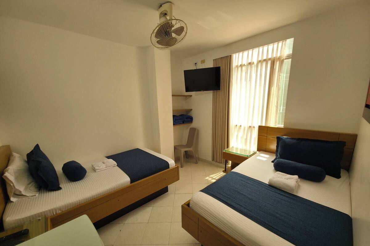 Laptop workspace, free WiFi, individually furnished, bed sheets