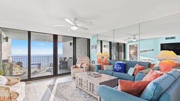 Condo, Multiple Beds, Balcony, Ocean View (Watercrest 605) | Living area | 65-inch flat-screen TV with digital channels