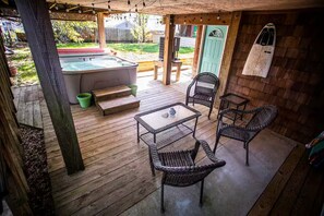 Terrace/patio - Welcome to Sea Perch, a cozy beach box with a large hot tub! (Kill Devil Hills)