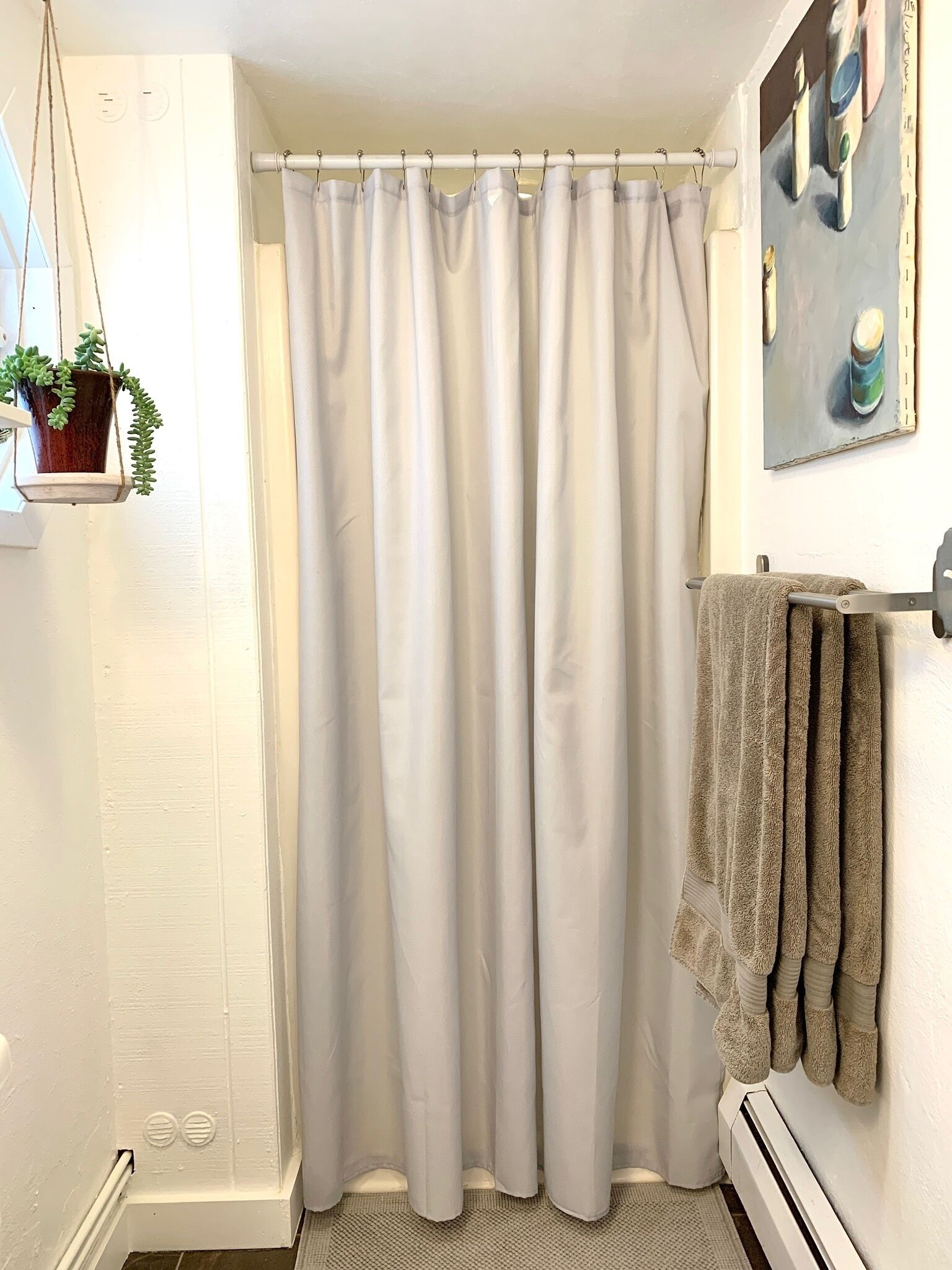 Shower, eco-friendly toiletries, hair dryer, towels