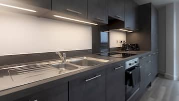 Fridge, microwave, oven, dishwasher