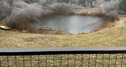 Cozy cabin in charming Kenoza Lake with WiFi, AC, pond,fire pit, lotof amenities