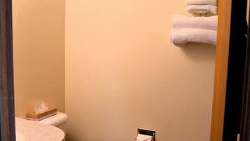 Haartrockner, Handtücher, Seife, Toilettenpapier