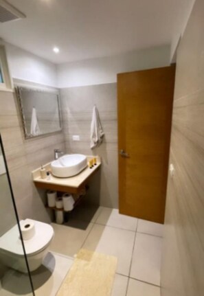 Dusche, Haartrockner, Bidet, Handtücher