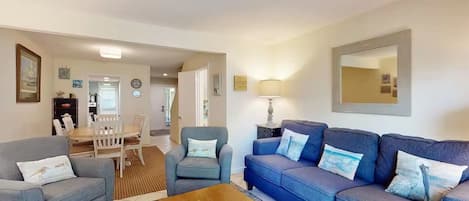 Smart TV, DVD player, books, video library