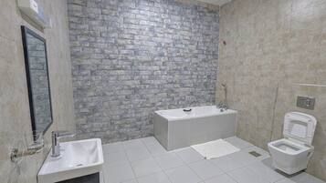 Luxury Double Room, Balcony, Hill View | Bathroom | Separate tub and shower, slippers, bidet, soap
