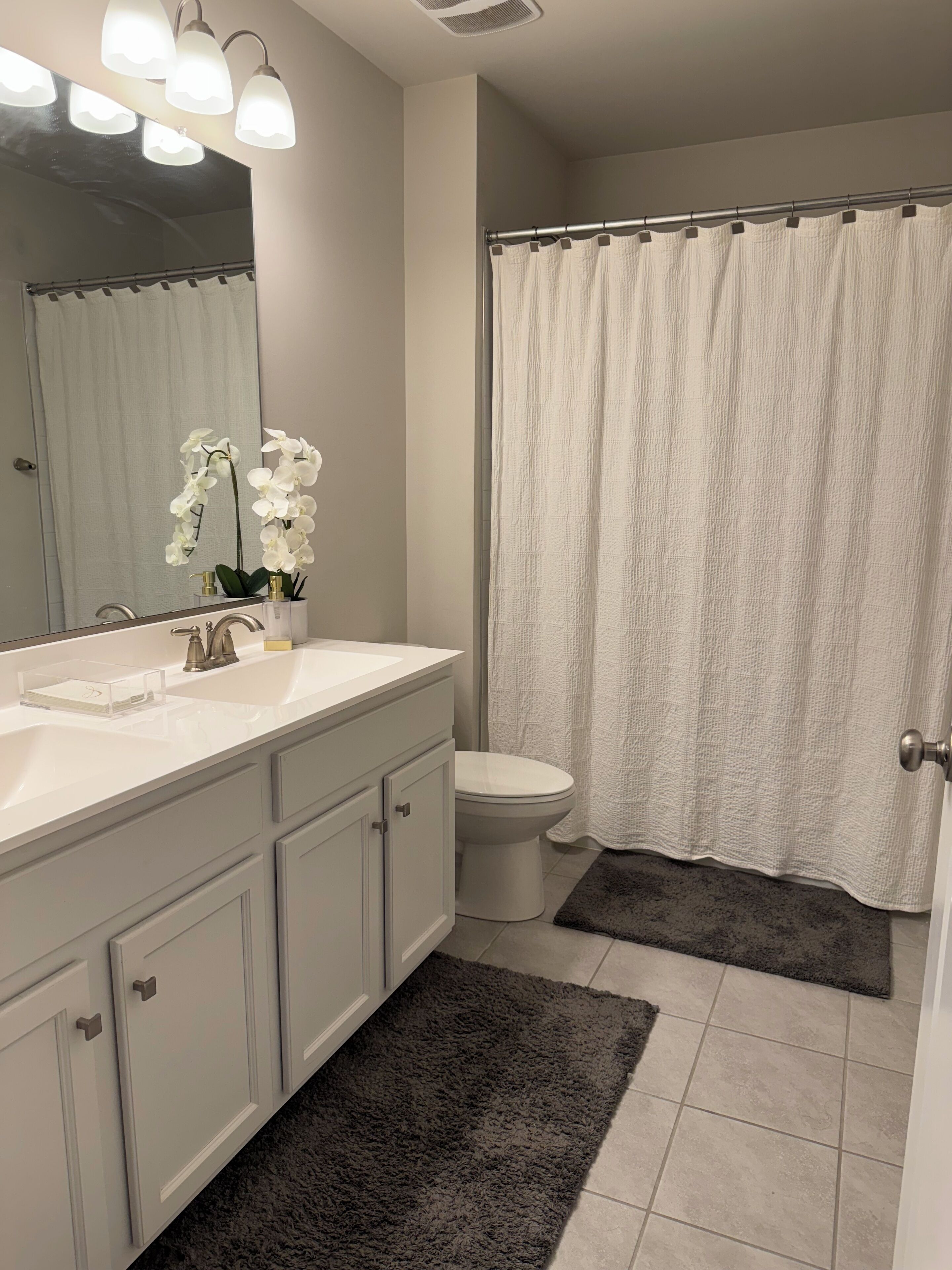 Secador de pelo, toallas, jabón y champú