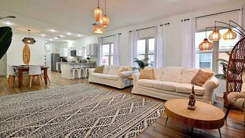 House, Multiple Beds, Hot Tub, Partial Ocean View (White Caps) | Living area | 55-inch flat-screen TV with digital channels