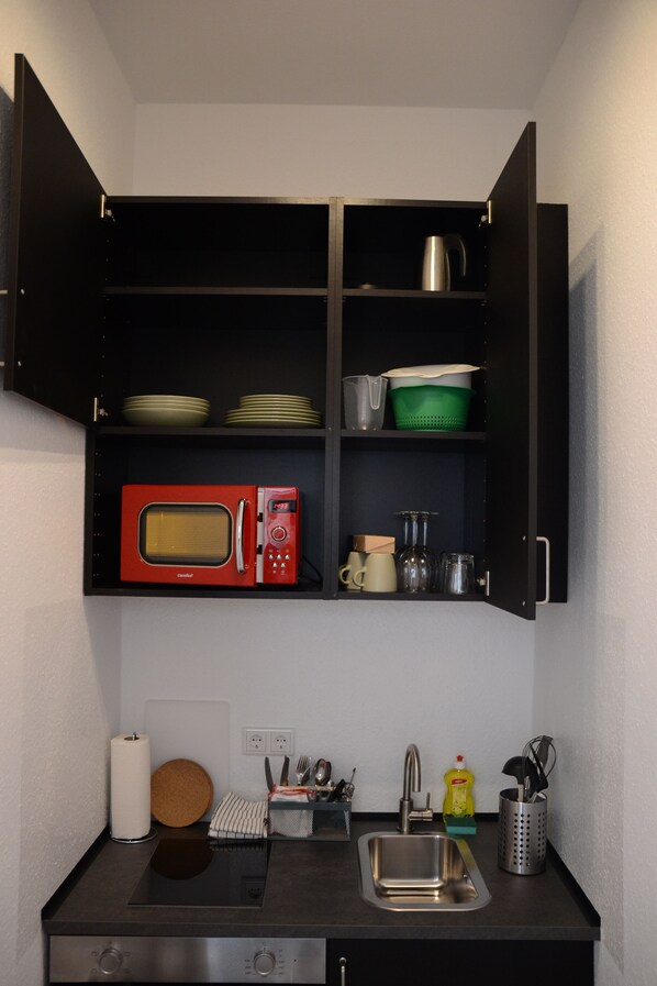 Kühlschrank, Mikrowelle, Ofen, Herdplatte
