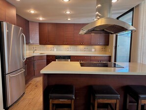 Kühlschrank, Mikrowelle, Ofen, Herdplatte