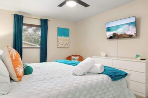 4 bedrooms, iron/ironing board, WiFi, bed sheets