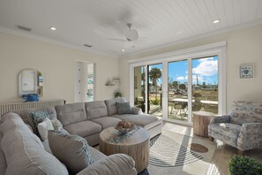 TV, offices - Villa Capri · 2025 Luxury Build · Steps to Beach (Fort Myers Beach)