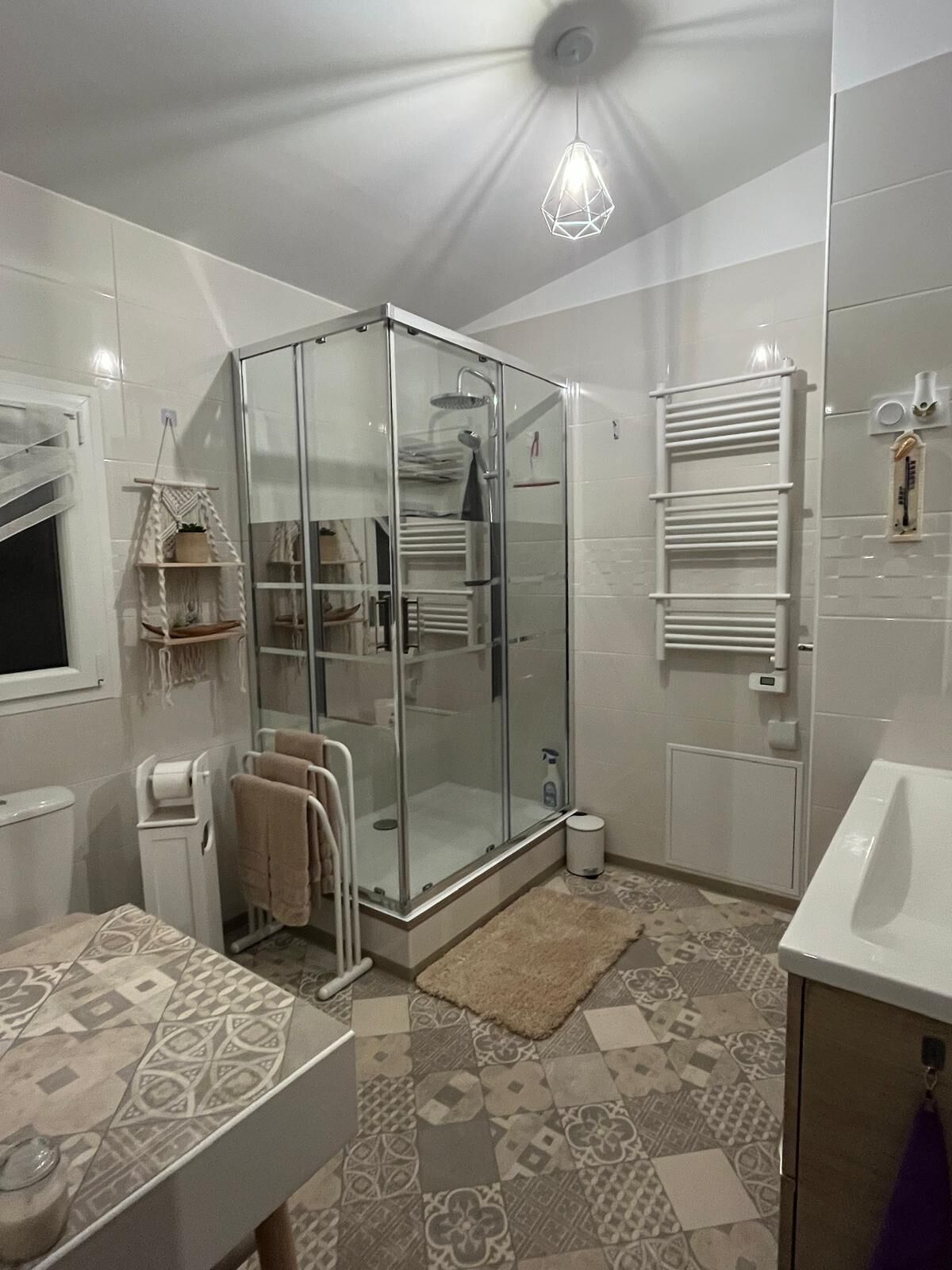 Douche, sèche-cheveux, serviettes fournies, papier toilette