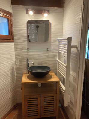 Hair dryer, soap, toilet paper - Studio with garden (Enchastrayes)