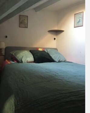 1 chambre, fer et planche à repasser, lit de bébé portatif