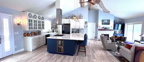 Smart TV, fireplace, DVD player, books