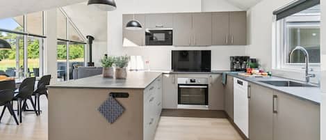 Fridge, dishwasher, coffee/tea maker