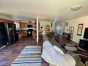 Smart TV, DVD player, books, video library