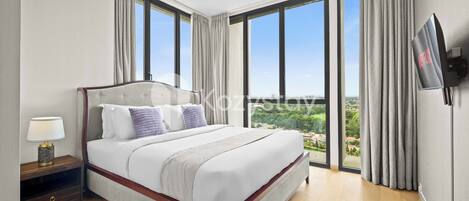 Apartemen, 3 kamar tidur, pemandangan kota | 3 kamar tidur, setrika/meja setrika, dan Wi-Fi gratis