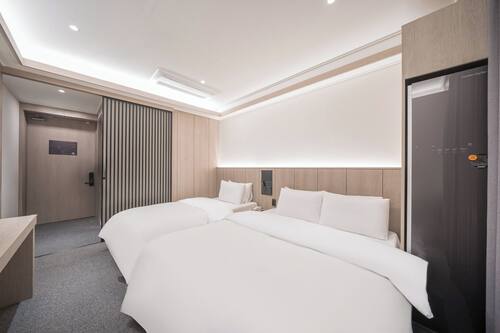 Habitación Deluxe con 2 camas individuales | Ropa de cama de alta calidad, escritorio, sistema de insonorización