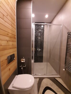 Douche, articles de toilette gratuits, sèche-cheveux, chaussons