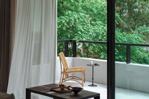 Habitación Deluxe doble, balcón, vistas a la montaña | Terraza o patio