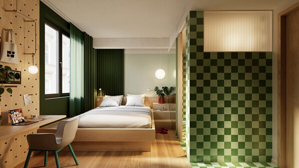 Seprai antialergi, minibar, dan ruang kerja ramah laptop