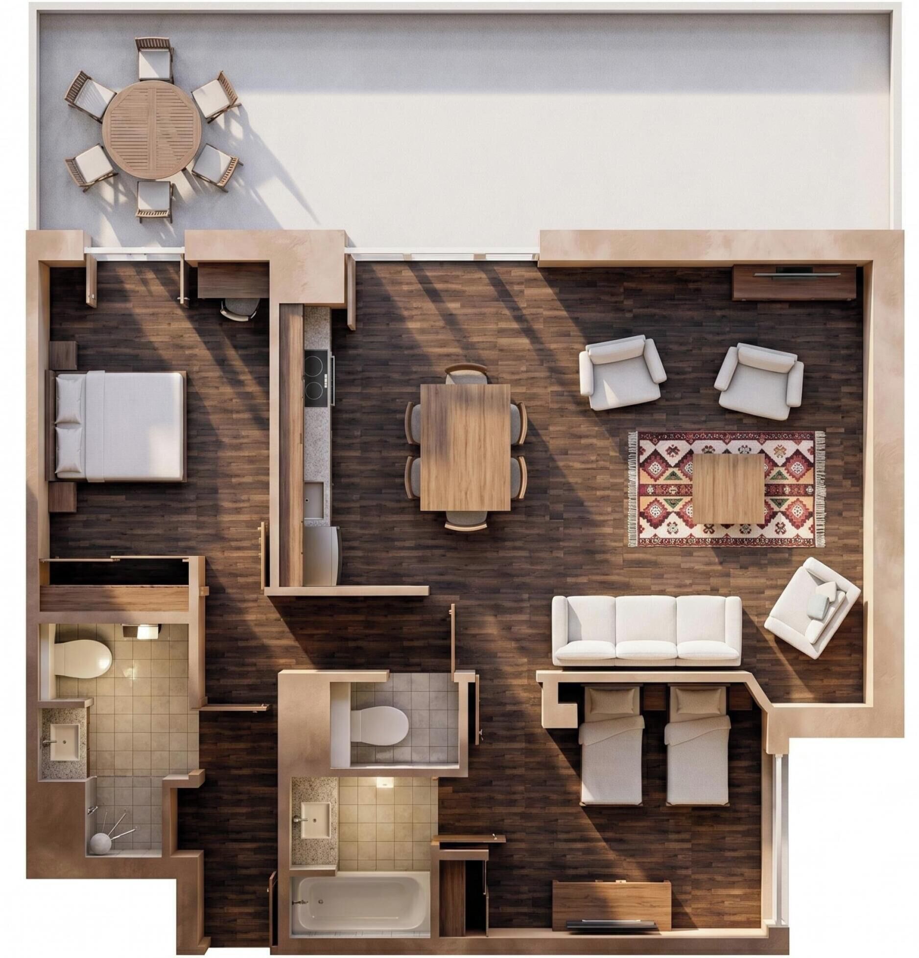 Family Apartment, Multiple Bedrooms, 2 Bathrooms (l'Ours Bleu B33 - Ski in Ski out) | Floor plan