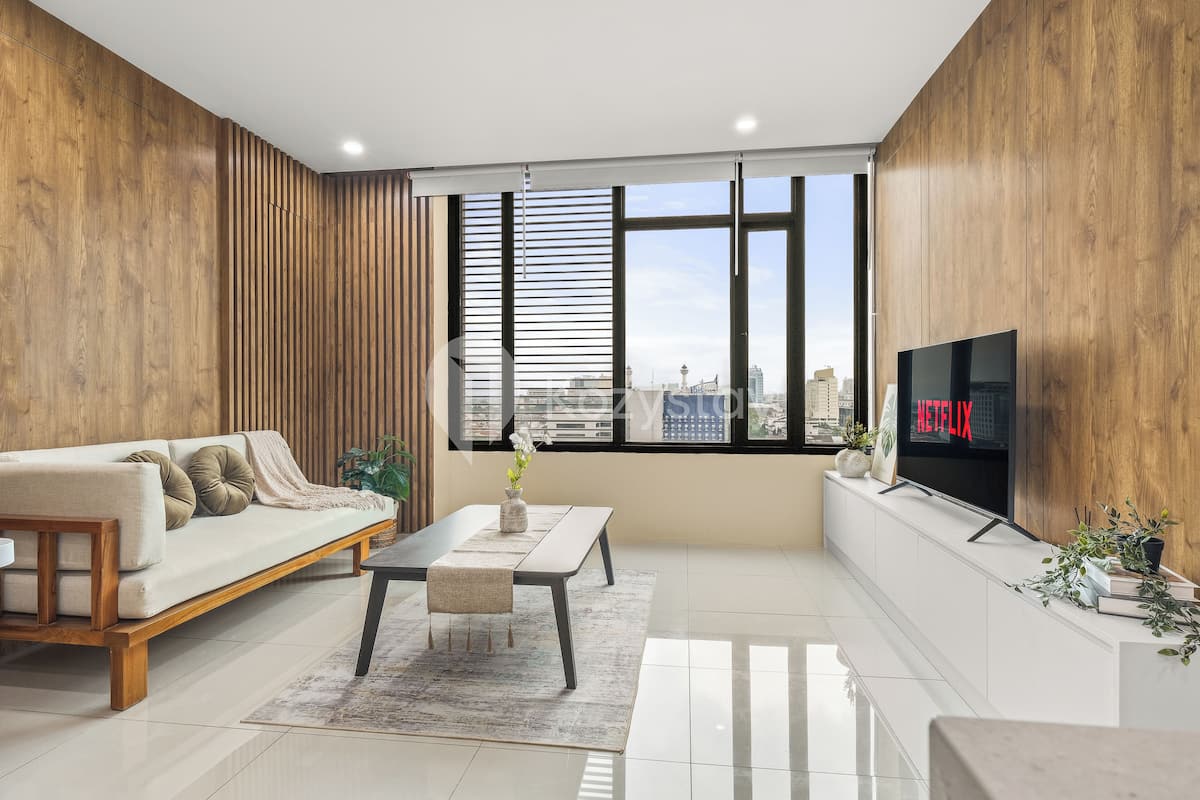 Departamento, 2 habitaciones, vista a la ciudad | Área de sala de estar