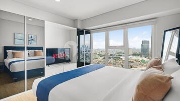 公寓, 2 間臥室, 城市景觀 | 書桌、筆電工作空間、熨斗/熨衣板、免費無線上網