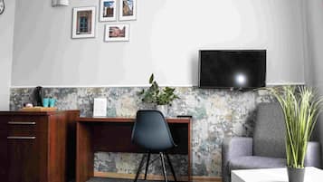 1 bedroom, desk, laptop workspace, iron/ironing board