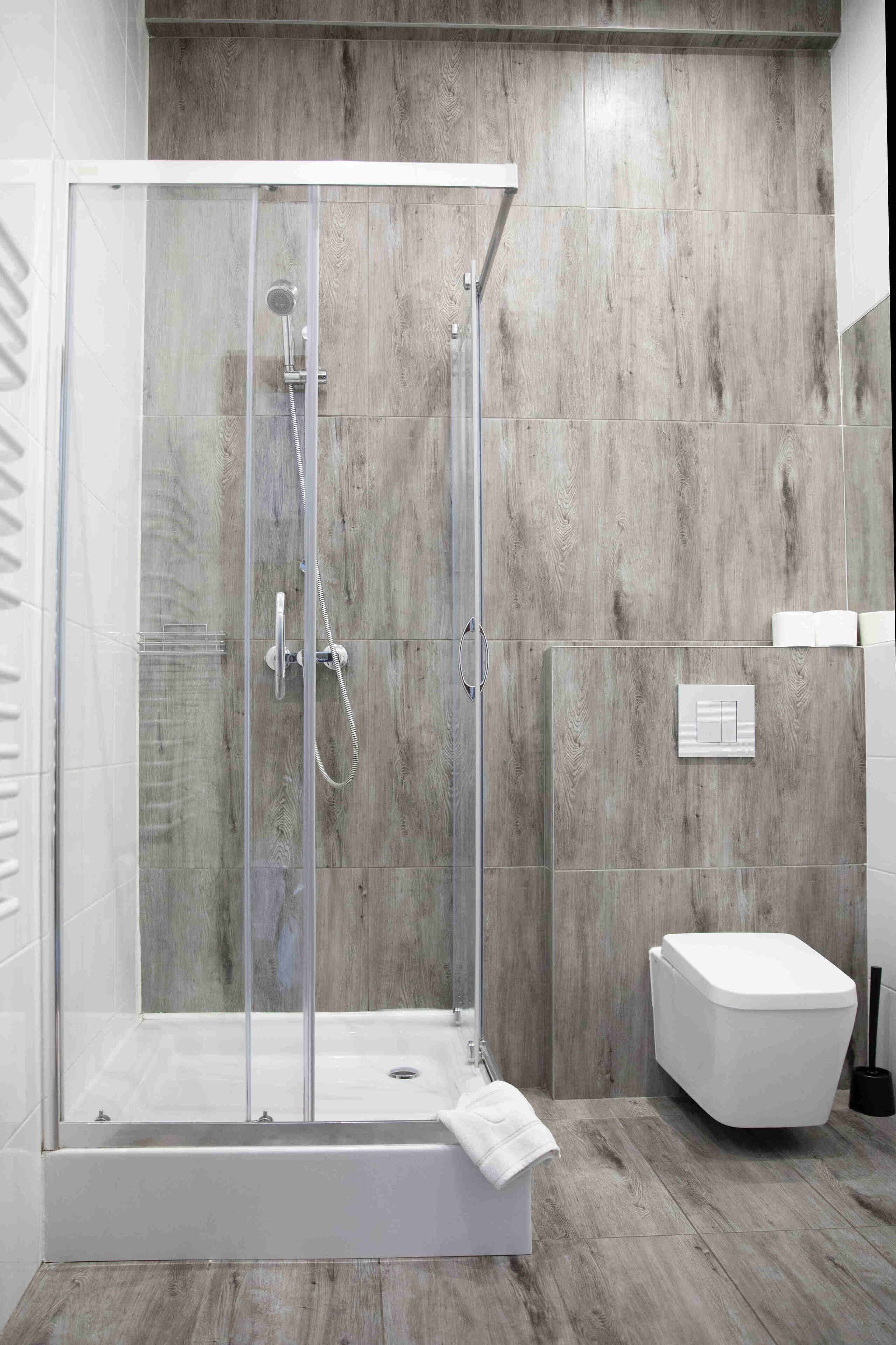 Combined shower/tub, free toiletries, hair dryer, towels