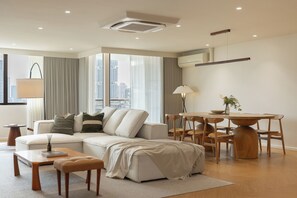 Living area - Chic 2-bedroom apartment with fitness room, WiFi in Thonglor, Bangkok (Krung Thep Maha Nakhon)