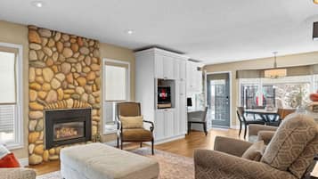 Smart TV, fireplace, video games, books