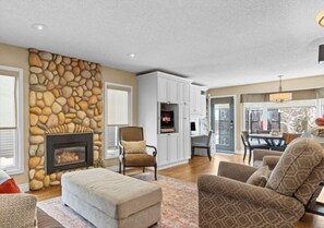 Smart TV, fireplace, video games, books