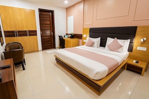 In-room safe, desk, laptop workspace, iron/ironing board - Hotel JMK - Managed by JMD Group (New Delhi)