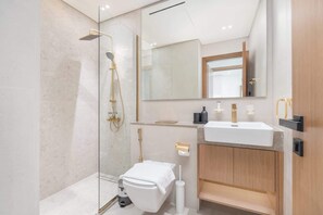 Shower, soap, shampoo