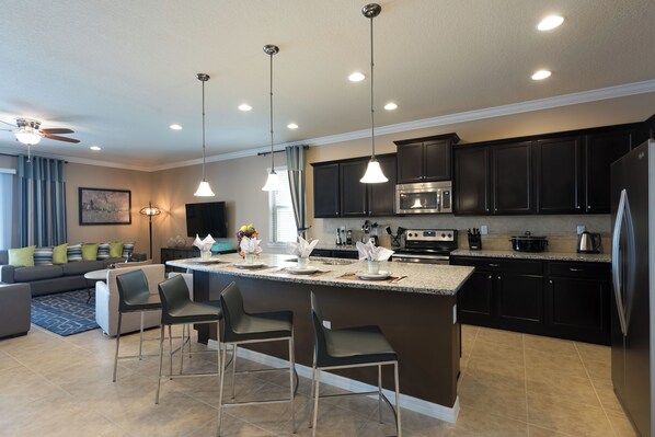 Fridge, microwave, oven, dishwasher